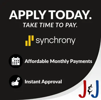 J & J Heating and Air Conditioning J & J Heating and Air Conditioning Promotional banner for Synchrony financing: 'APPLY TODAY. TAKE TIME TO PAY.' with icons for Affordable Monthly Payments and Instant Approval.
